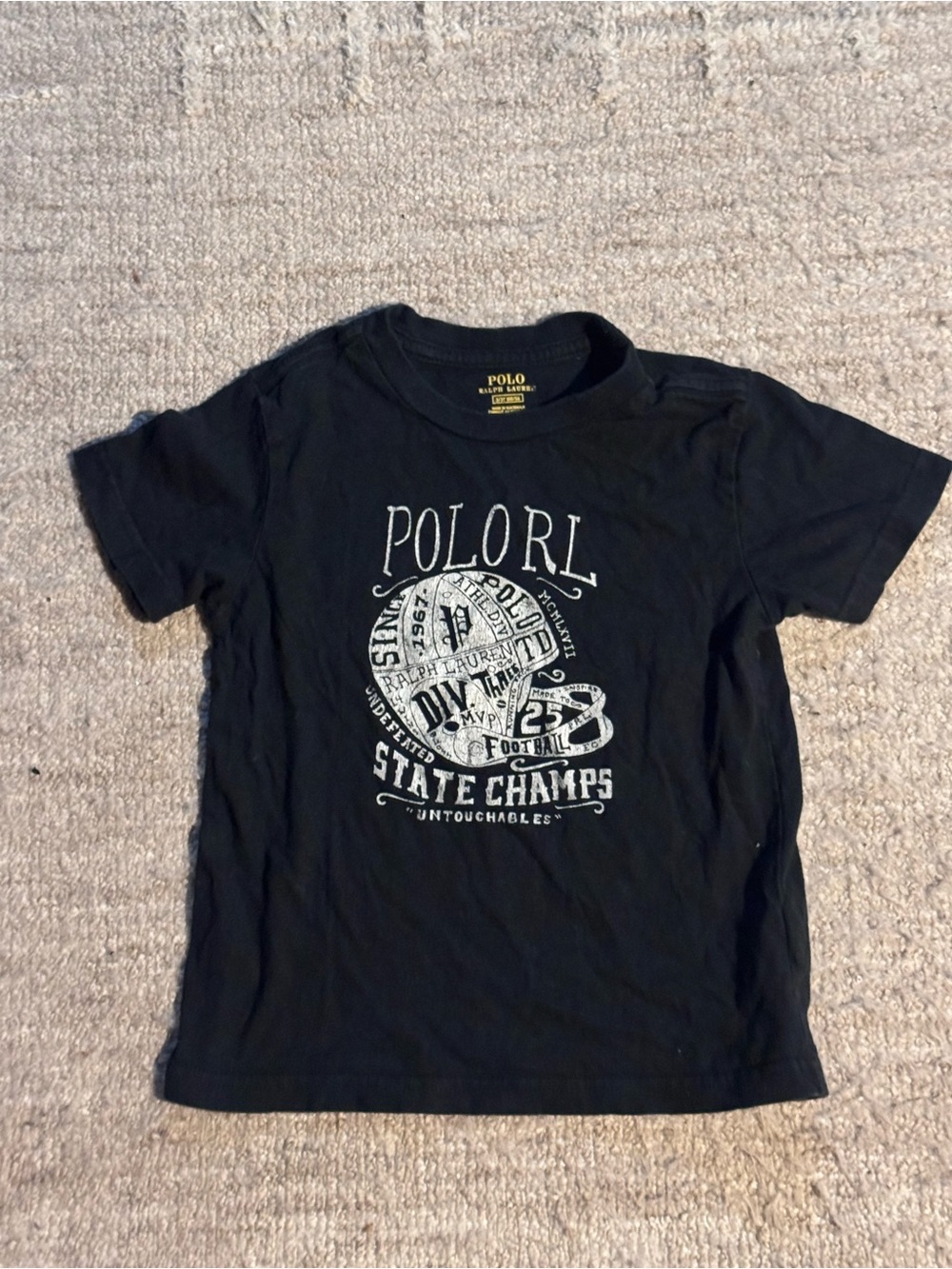 Polo by Ralph Lauren Boys Black 'State Champs' Graphic Tee size 3T